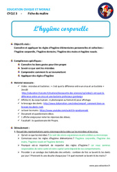 Hygiène corporelle - Séquence - Fiche de préparation - EMC : 6ème, 7ème Harmos - PDF à imprimer