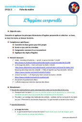 Hygiène corporelle - Fiche de préparation - EMC : 3eme, 4ème, 5ème Harmos - PDF à imprimer