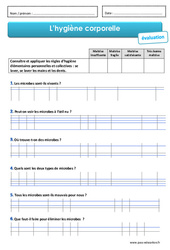 Hygiène corporelle - Examen Evaluation - EMC : 3eme, 4ème, 5ème Harmos - PDF à imprimer