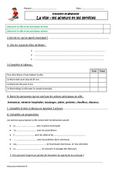 La ville - Les acteurs et les services - Examen Evaluation : 5ème Harmos - PDF à imprimer