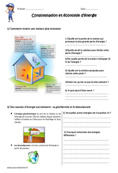 Consommation et économie d’énergie - Exercices : 6ème, 7ème Harmos - PDF à imprimer