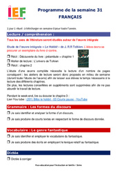 IEF Instruction En Famille, École à la maison pour la Semaine 31 - école à la maison IEF - Fiches  : 9eme Harmos