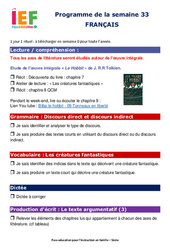 IEF Instruction En Famille, École à la maison pour la Semaine 33 - école à la maison IEF - Fiches  : 9eme Harmos