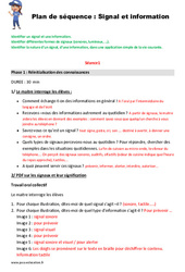 Signal et information - Séquence - Fiche de préparation : 6ème, 7ème Harmos - PDF à imprimer