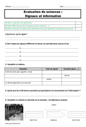 Signaux et information - Examen Evaluation : 6ème, 7ème Harmos - PDF à imprimer