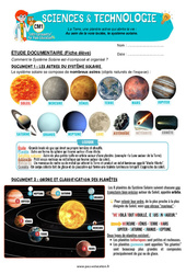 Exercice Au sein de la voie lactée, le système solaire - Exercices - Edith Eprouvette : 6ème Harmos - Cycle 3 - PDF à imprimer