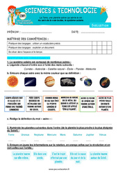 Evaluation Au sein de la voie lactée, le système solaire - Examen Evaluation - Edith Eprouvette : 6ème Harmos - Cycle 3 - PDF à imprimer