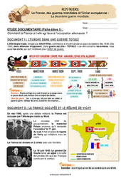 Exercice La deuxième guerre mondiale  - Exercices : 7ème Harmos - Cycle 3 - PDF à imprimer