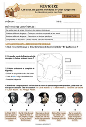 La deuxième guerre mondiale  - Examen Evaluation : 7ème Harmos - Cycle 3 - PDF à imprimer