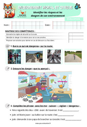 Identifier les risques et les dangers de son environnement - Examen Evaluation - EMC : 3eme Harmos - Cycle 2 - PDF à imprimer