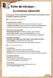 Cours et exercice : La révolution industrielle - Fiches de révision : 10ème Harmos - Cycle 4 - PDF à imprimer