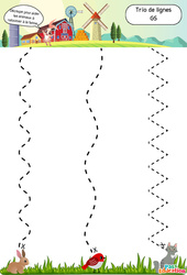 Trio de lignes - Apprendre à découper : 2ème Harmos - Cycle 1 - PDF à imprimer