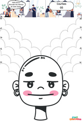 Les cheveux - Courbes - Apprendre à découper : 2ème Harmos - Cycle 1 - PDF à imprimer