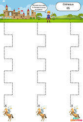 Le Chevalier - Créneaux - Apprendre à découper : 2ème Harmos - Cycle 1 - PDF à imprimer