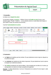 Séquence - Fiche de préparation Présentation du logiciel Excel - Séquence complète : 11ème Harmos - Cycle 4 - PDF à imprimer