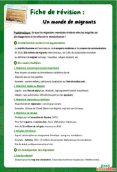 Exercice Un monde de migrants - Fiches de révision : 10ème Harmos - Cycle 4 - PDF à imprimer