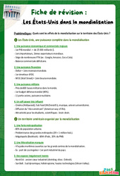Exercice Les États - Unis dans la mondialisation - Fiches de révision : 10ème Harmos - Cycle 4 - PDF à imprimer
