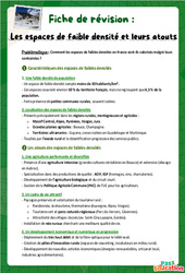 Les espaces de faible densité et leurs atouts - Fiche de révision Brevet / Quiz : 11ème Harmos - Cycle 4 - PDF à imprimer