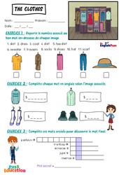 Exercice Clothes - Vocabulaire - Exercices - Apprends l'anglais avec Kelly and James : 2ème Harmos, 3eme, 4ème, 5ème, 6ème, 7ème Harmos - Cycle 1 - PDF à imprimer