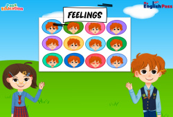 Feelings - Vocabulaire - Vidéo interactive - Apprends l'anglais avec Kelly and James : 2ème Harmos, 3eme, 4ème, 5ème, 6ème, 7ème Harmos
