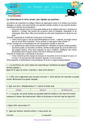Exercice La femme qui pleure - Littérature - T'as la réf ? : 8ème Harmos, 9eme Harmos - Cycle 3 - PDF à imprimer