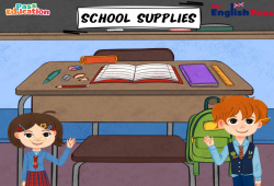 School supplies - Vocabulaire - Vidéo interactive - Apprends l'anglais avec Kelly and James : 2ème Harmos, 3eme, 4ème, 5ème, 6ème, 7ème Harmos