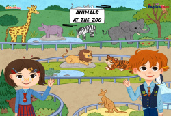 Vidéo interactive Animals at the Zoo - Vidéo interactive - Apprends l'anglais avec Kelly and James : 2ème Harmos, 3eme, 4ème, 5ème, 6ème, 7ème Harmos