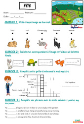 Exercice Animals (Pets) - Vocabulaire - Exercices - Apprends l'anglais avec Kelly and James : 2ème Harmos, 3eme, 4ème, 5ème, 6ème, 7ème Harmos - Cycle 1 - PDF à imprimer