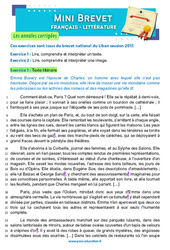 Emma Bovary - G. Flaubert - Mini - brevet - Français - Annales corrigées : 11ème Harmos - Cycle 4 - PDF à imprimer