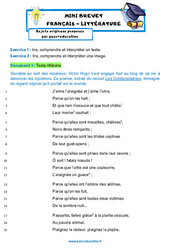Les contemplations - Victor HUGO - Mini - brevet français - Sujet inédit : 11ème Harmos - Cycle 4 - PDF à imprimer