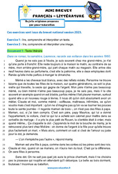 Fille - Camille Laurens - Mini - brevet français - Sujet inédit : 11ème Harmos - Cycle 4 - PDF à imprimer
