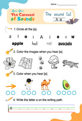 Le son [a] - Phonologie anglaise - Carousel of Sounds - Vidéo interactive + Fiche : 2ème Harmos, 3eme, 4ème, 5ème, 6ème, 7ème Harmos