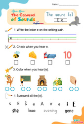 Le son [e] - Phonologie anglaise - Carousel of Sounds - Vidéo interactive + Fiche : 2ème Harmos, 3eme, 4ème, 5ème, 6ème, 7ème Harmos