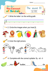 Le son [l] - Phonologie anglaise - Carousel of Sounds - Vidéo interactive + Fiche : 2ème Harmos, 3eme, 4ème, 5ème, 6ème, 7ème Harmos - Cycle 2 - PDF à imprimer