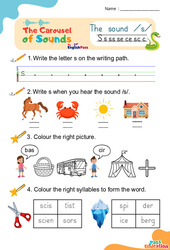 /s/ s ss se c - Carousel of Sounds - Vidéo interactive + Fiche : 2ème Harmos, 3eme, 4ème, 5ème, 6ème, 7ème Harmos