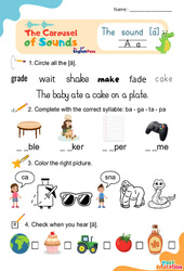 Le son [ā] A a - Phonologie anglaise - Carousel of Sounds - Vidéo interactive + Fiche : 2ème Harmos, 3eme, 4ème, 5ème, 6ème, 7ème Harmos - Cycle 2 - PDF à imprimer
