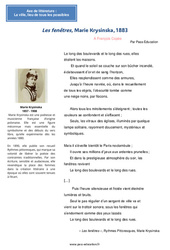 Les fenêtres, Marie Krysinska , 1883 - Littérature : 10ème Harmos - Cycle 4 - PDF à imprimer