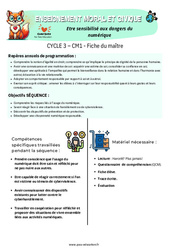 Séquence - Fiche de préparation Être sensibilisé aux dangers du numérique - Fiche de préparation - EMC : 6ème Harmos - Cycle 3 - PDF à imprimer
