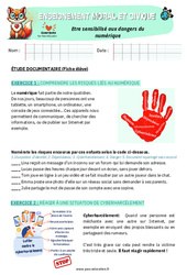 Exercice Être sensibilisé aux dangers du numérique - Exercices - EMC : 6ème Harmos - Cycle 3 - PDF à imprimer