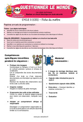 Séquence - Fiche de préparation Réaliser un circuit électrique en toute sécurité - Séquence + vidéo - Apis & ses amis : 5ème Harmos - Cycle 2 - PDF à imprimer
