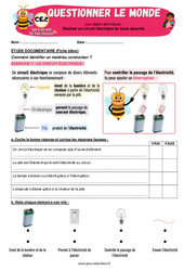 Exercice Réaliser un circuit électrique en toute sécurité - Exercices - Apis & ses amis : 5ème Harmos - Cycle 2 - PDF à imprimer