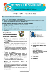 Séquence - Fiche de préparation Exploitation humaine des ressources terrestres - Séquence + vidéo - Edith Eprouvette : 7ème Harmos - Cycle 3 - PDF à imprimer