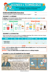 Les mélanges - Fiches Dissolution et évaporation - Exercices - Edith Eprouvette : 6ème Harmos - Cycle 3 - PDF à imprimer
