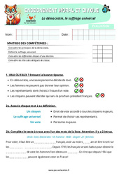 Evaluation La démocratie, le suffrage universel - Examen Evaluation - EMC : 6ème Harmos - Cycle 3 - PDF à imprimer