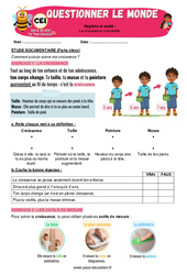 La croissance corporelle - Exercices - Apis & ses amis : 4ème Harmos - Cycle 2 - PDF à imprimer