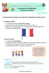Leçon Les symboles de la République- Fiches le drapeau et l’hymne - Cours, Leçon - EMC : 3eme Harmos - Cycle 2 - PDF à imprimer
