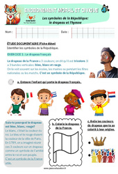 Exercice Les symboles de la République- Fiches le drapeau et l’hymne - Exercices - EMC : 3eme Harmos - Cycle 2 - PDF à imprimer
