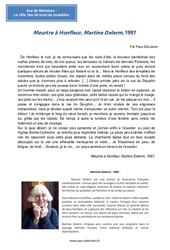 Exercice Meurtre à Honfleur, Martine Delerm, 1997 - Littérature : 10ème Harmos - Cycle 4 - PDF à imprimer