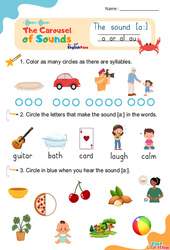 Le son [a:] a ar al au - Phonologie anglaise - Carousel of Sounds - Vidéo interactive + Fiche : 2ème Harmos, 3eme, 4ème, 5ème, 6ème, 7ème Harmos - Cycle 2 - PDF à imprimer