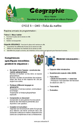 Séquence - Fiche de préparation Favoriser la place de la nature en ville en France - Séquence + vidéo - Miss Boussole : 7ème Harmos - Cycle 3 - PDF à imprimer